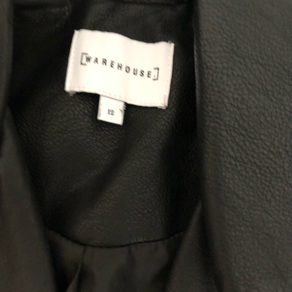 Warehouse Black Leather Bomber Jacket - Picture 2 of 6